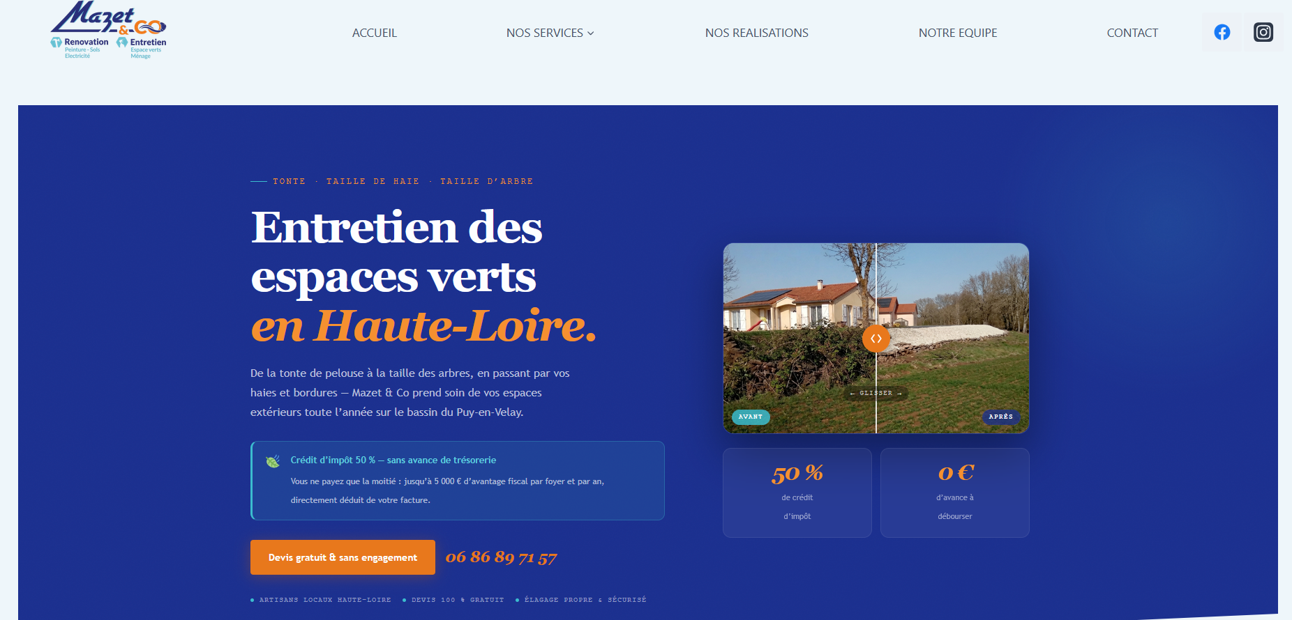Exemple de site internet pour artisan et TPE en Haute-Loire réalisé par ETIKA Solution